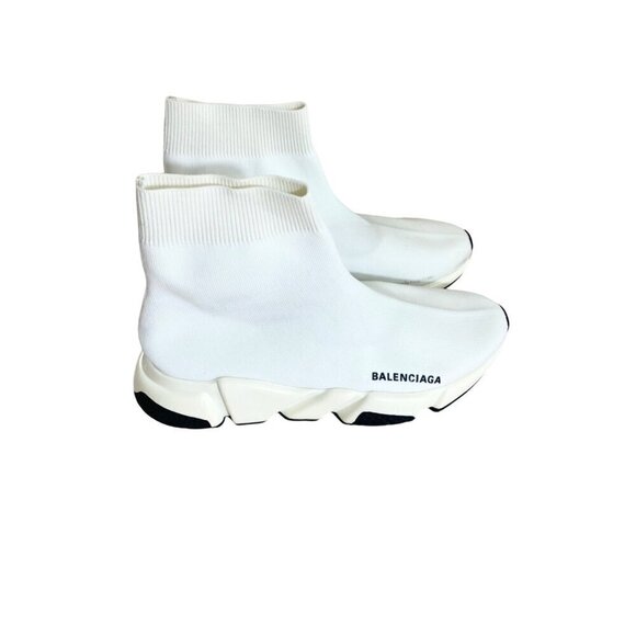 Balenciaga Men's White Speed Cloth Trainers Boots - 11 - Picture 1 of 14